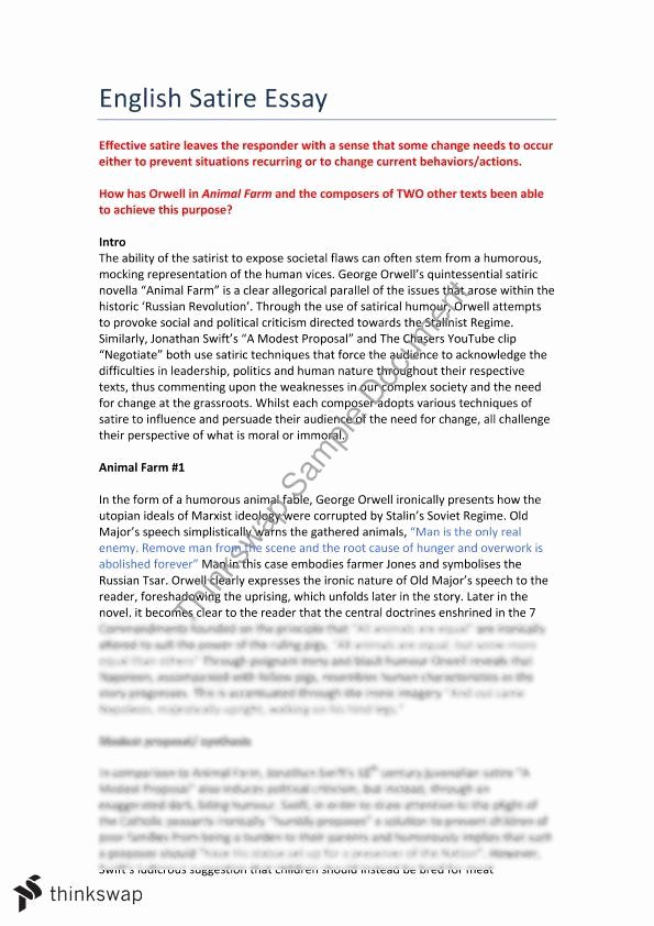 Satirical Essay On Drugs Inspirational Animal Farm Essay