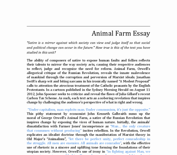 Satirical Essays On Texting Unique Satire In Animal Farm A Modest Proposal and A Political