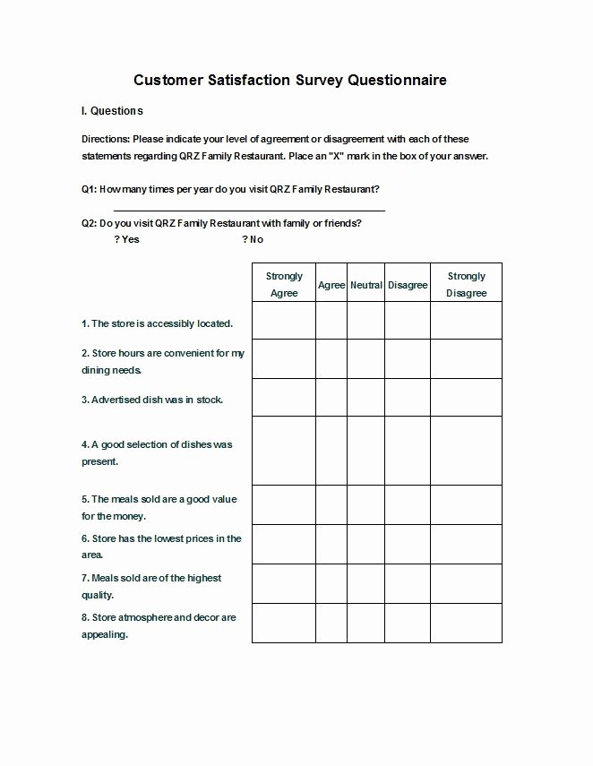 Satisfaction Survey Template Word Awesome 30 Questionnaire Templates Word Template Lab