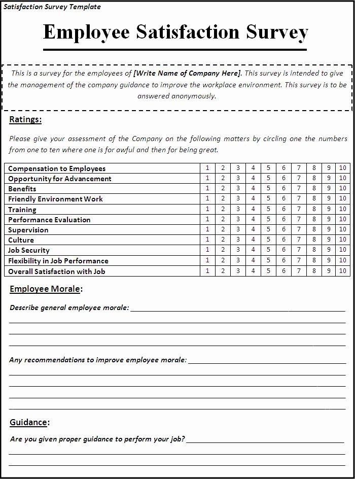 Satisfaction Survey Template Word Elegant Business Templates