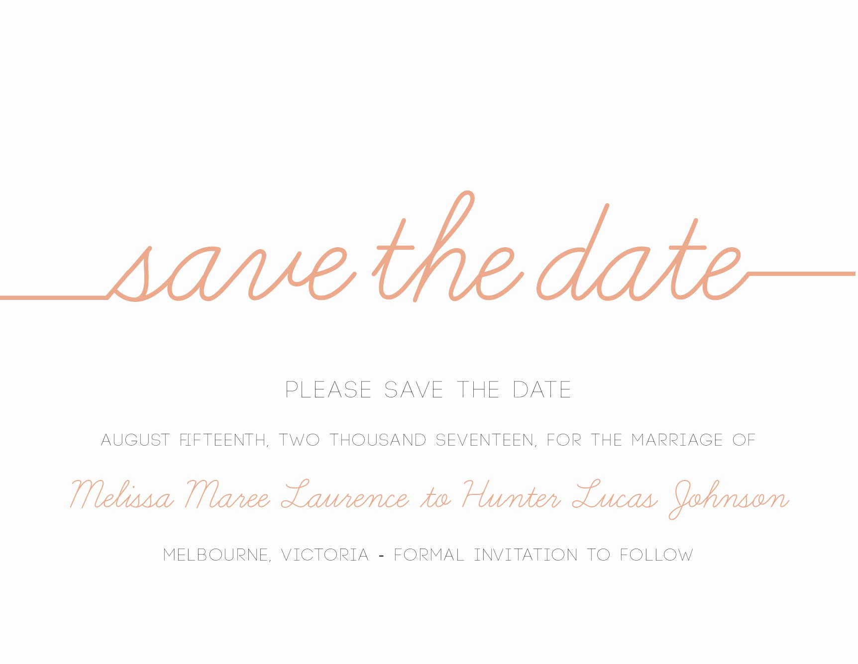 Save the Date Text Template Beautiful Cursive Digital Printing