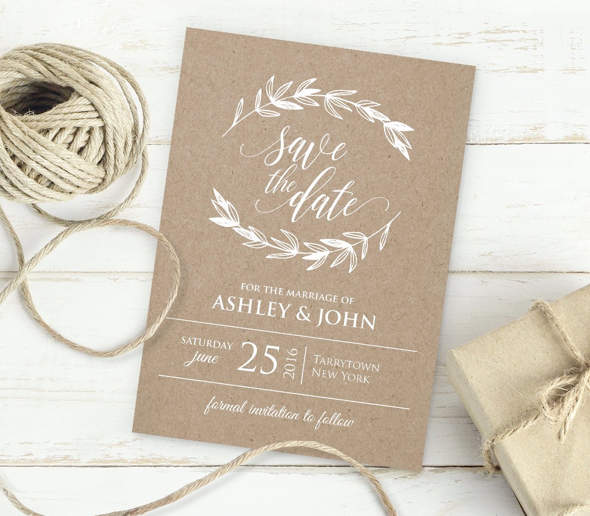 Save the Date Text Template Elegant Kraft Save the Date Template Instant Download Editable