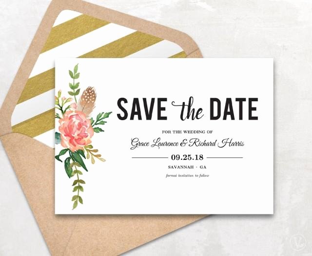 Save the Date Text Template Fresh Save the Date Template Floral Save the Date Card Boho