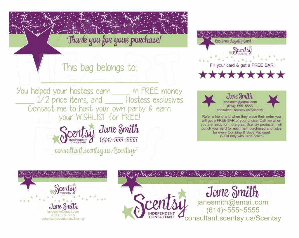 Scentsy Loyalty Cards Elegant Scentsy Business Bundle Custom Printable Digital Business