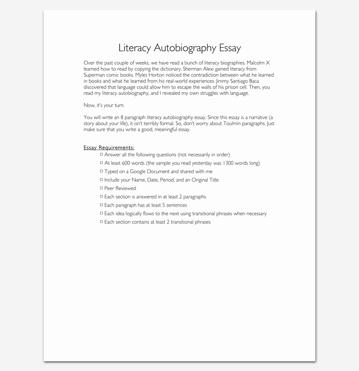 Scholarship Biography Essay Examples Awesome Autobiography Outline Template 23 Examples and formats