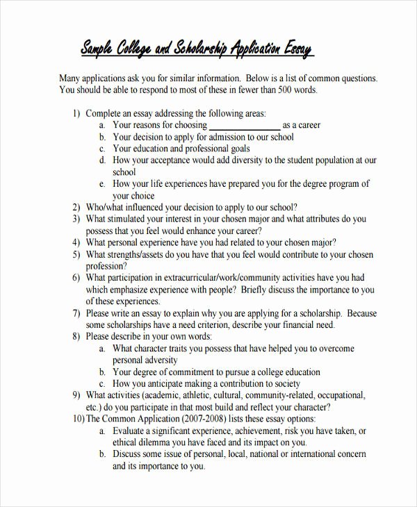 Scholarship Essay Examples 500 Words New 29 Examples Of College Essays