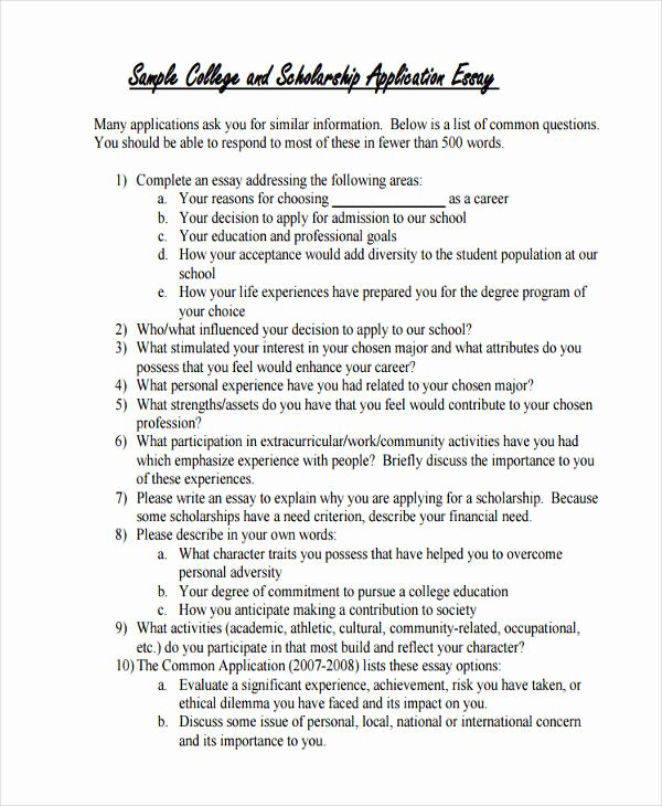 Scholarship Essay Examples 500 Words New 29 Examples Of College Essays