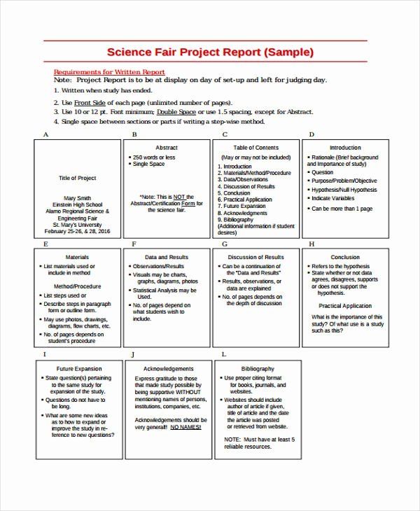 Science Fair Project Template Word Inspirational 26 Project Report formats Word Pdf Docs