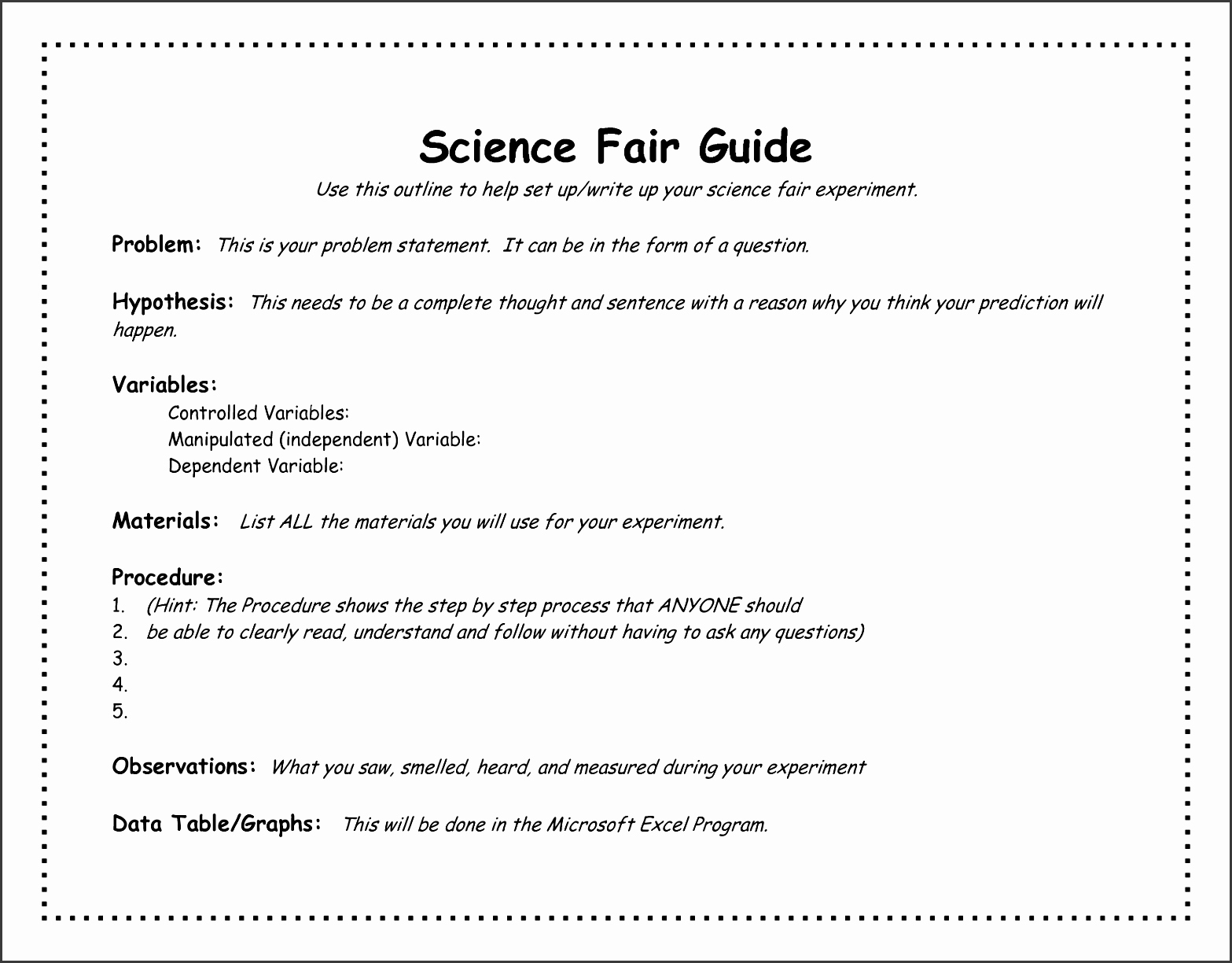 Science Fair Project Template Word Inspirational 8 Project Outline Templates Sampletemplatess