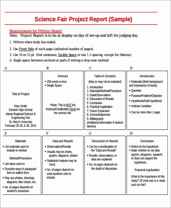 Science Fair Project Template Word Inspirational Sample Science Project Report 9 Examples In Word Pdf