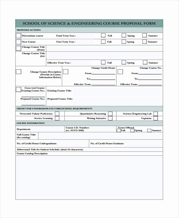 Science Fair Proposal Sheet Awesome 9 Course Proposal form Samples Free Sample Example