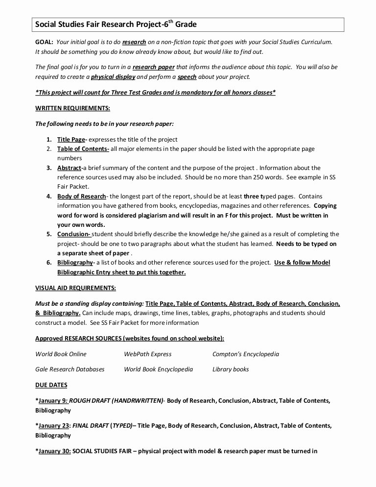 Science Fair Proposal Sheet Elegant social Stu S Fair Research Project 7th Grade