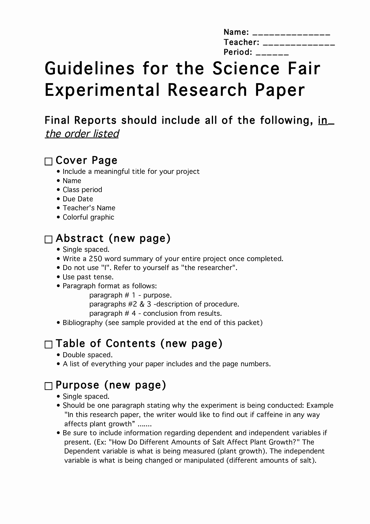 Science Fair Proposal Sheet Fresh Science Fair Research Paper Outline to Pin On