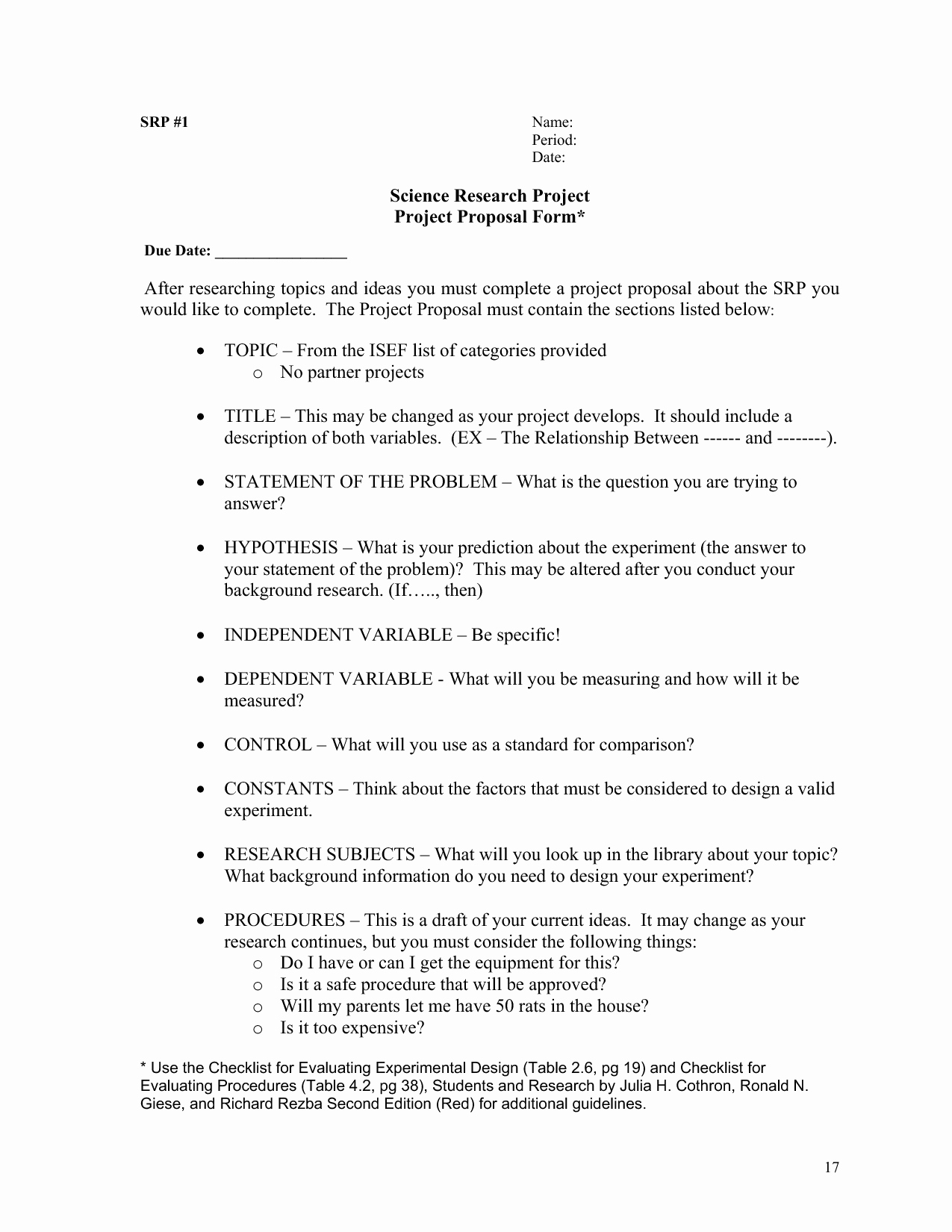 Science Fair Proposal Sheet Fresh Science Research Proposal Sample Maybankperdanntest Web