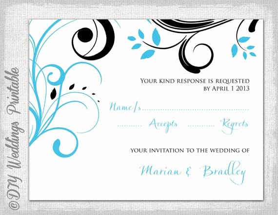 Scroll Template Word Elegant Rsvp Template Turquoise and Black Scroll Response