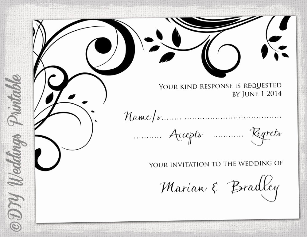 Scroll Template Word Fresh Rsvp Template Diy Black and White Scroll