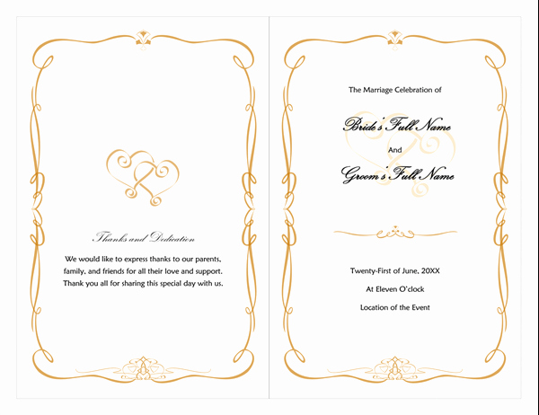 Scroll Template Word Fresh Wedding Program Heart Scroll Design