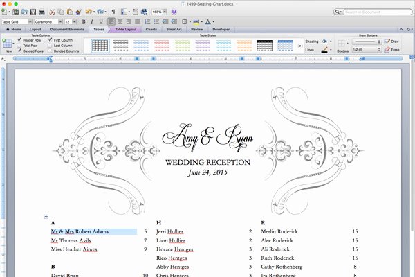 Seating Chart Template Word Best Of Free Printable Wedding Reception Templates