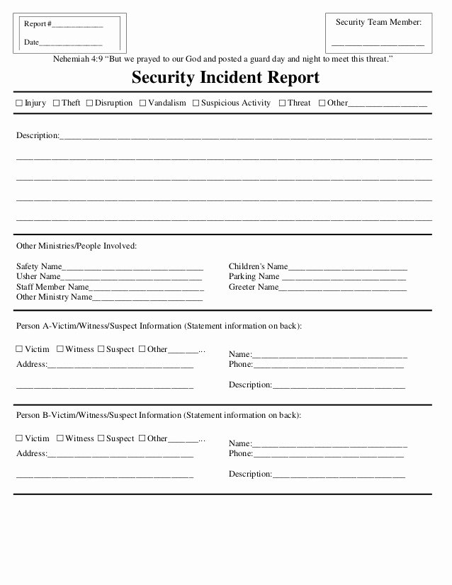 Security Guard Daily Activity Report Template Elegant Security Incident Report