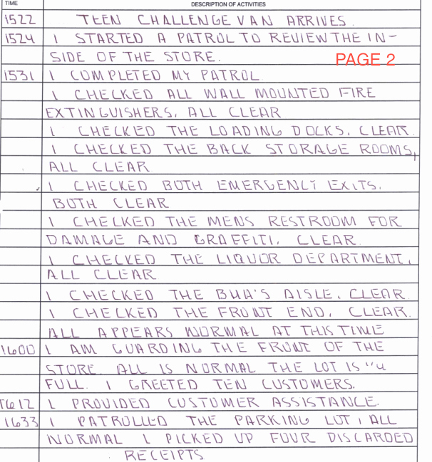 Security Guard Daily Activity Report Template Fresh Security Ficer Daily Activity Report Sample