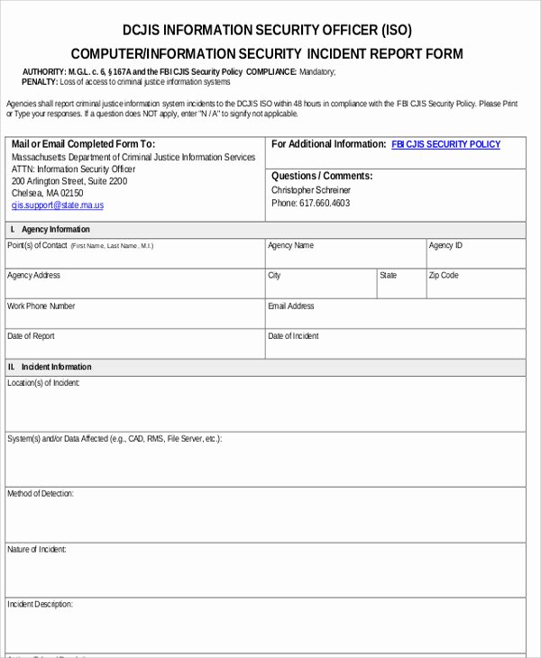Security Incident Report Template Word Elegant 10 Sample Security Incident Reports Pdf Word Pages