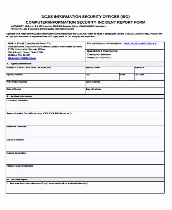 Security Incident Report Template Word Inspirational Security Guard Incident Report