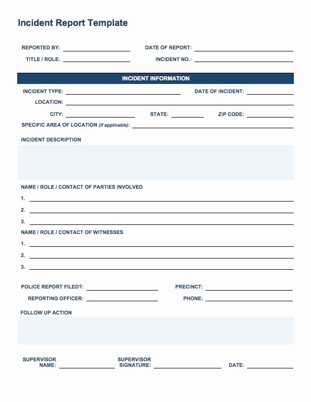 Security Incident Report Template Word Lovely Free Incident Report Templates &amp; forms
