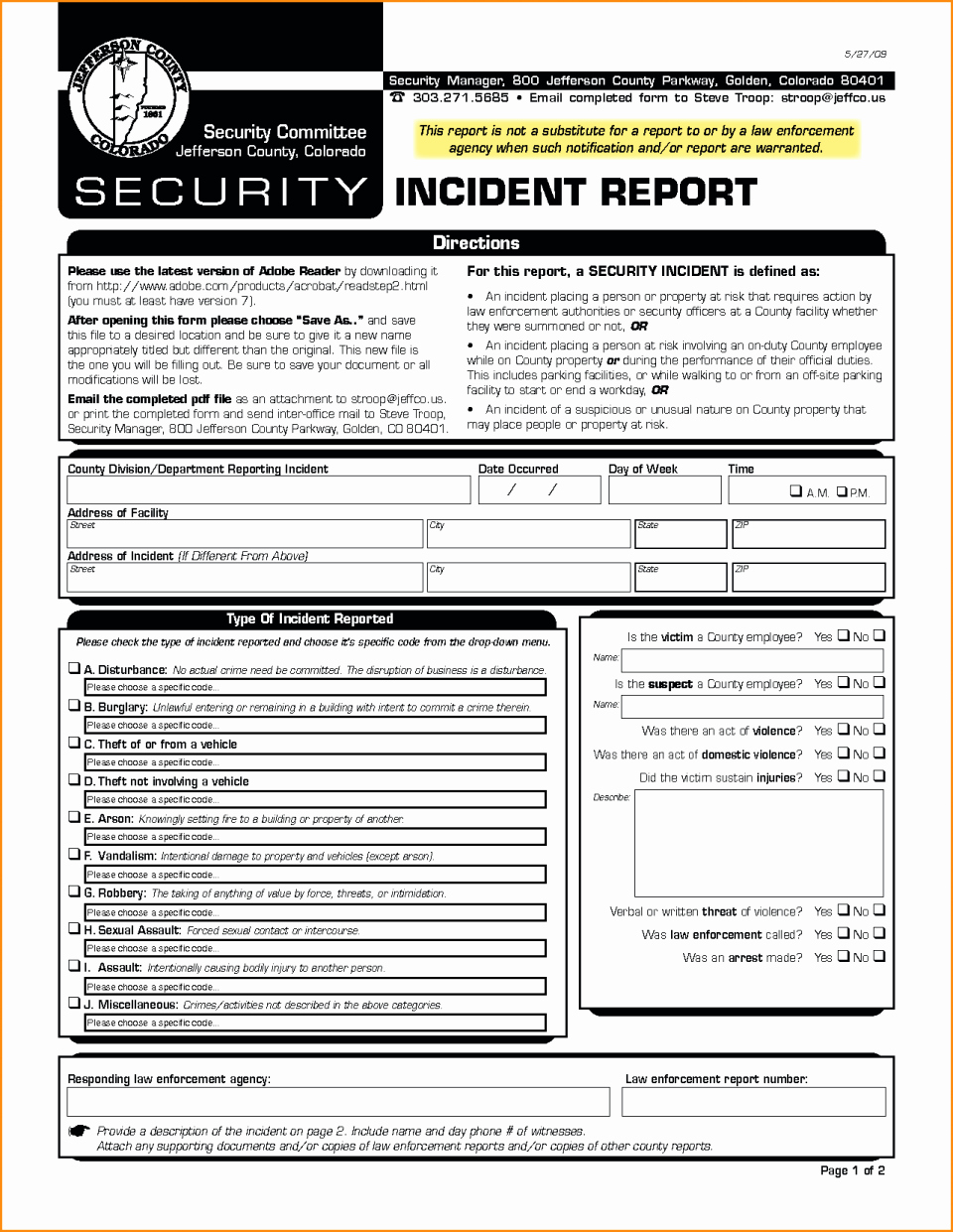 Security Incident Report Template Word Unique Example Security Incidentort Injury form Template