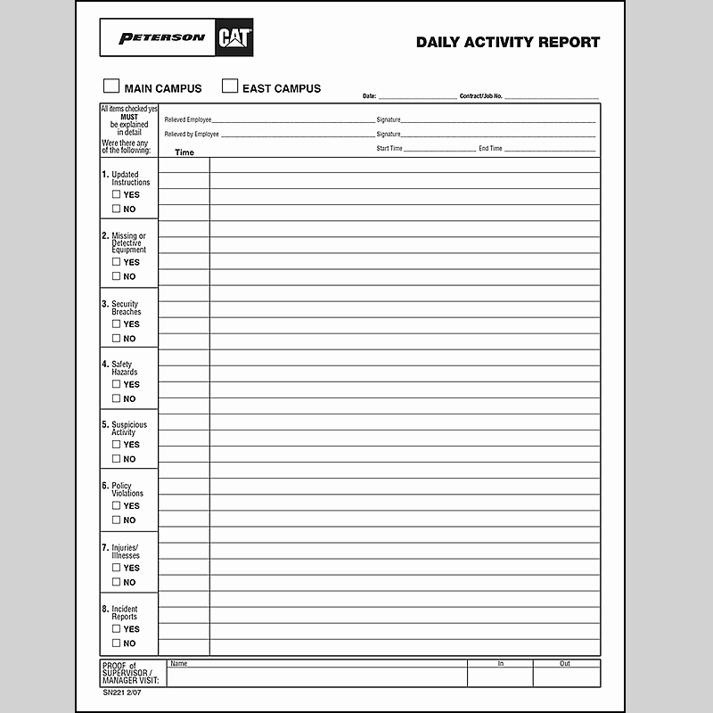 Security Officer Daily Activity Report Sample New Available Materials