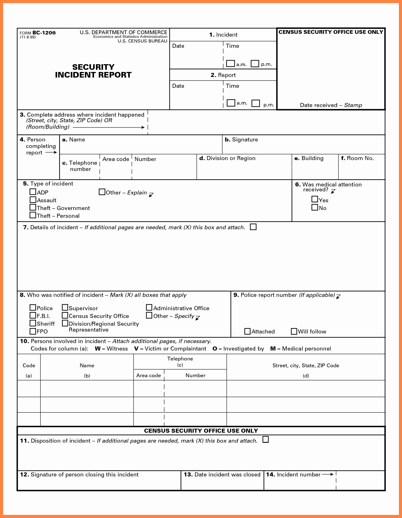 Security Report Example Beautiful 11 Security Incident Report form Template