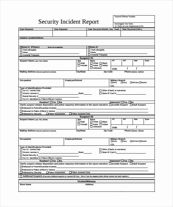 Security Report Example Elegant 26 Sample Incident Report Templates