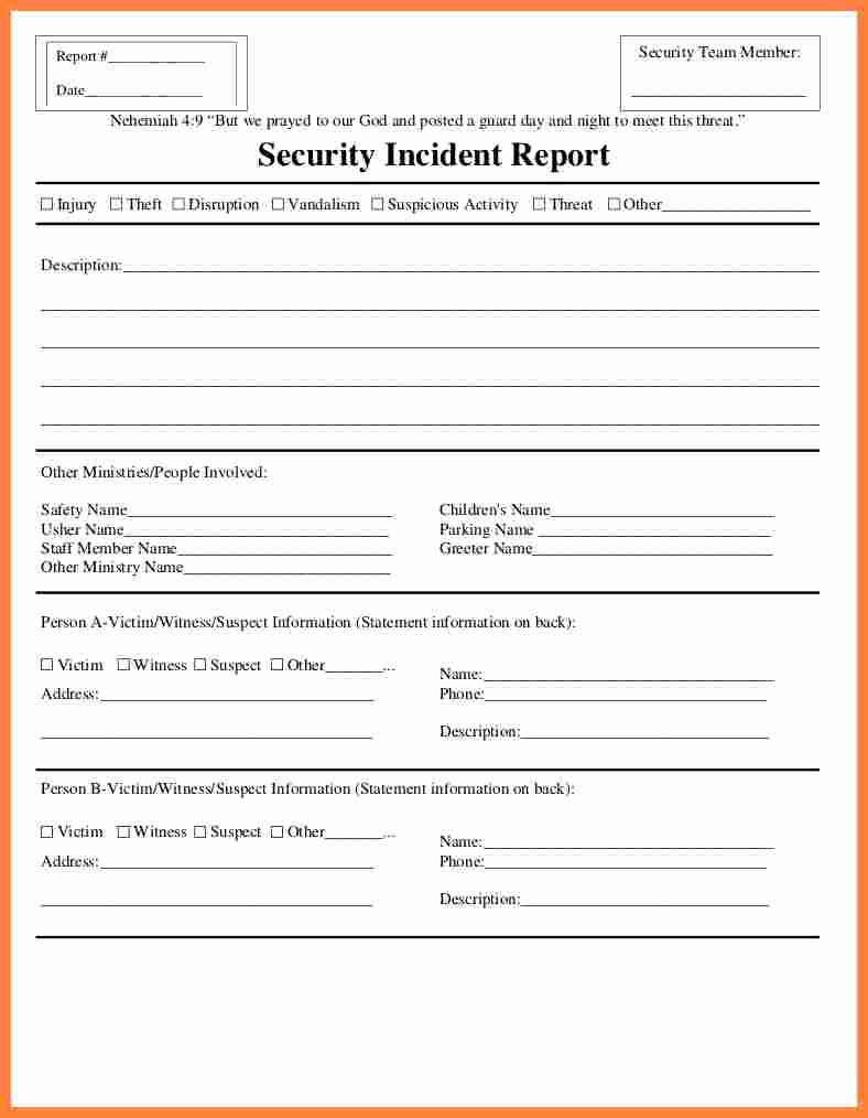 Security Report Example Fresh 11 Security Incident Report form Template