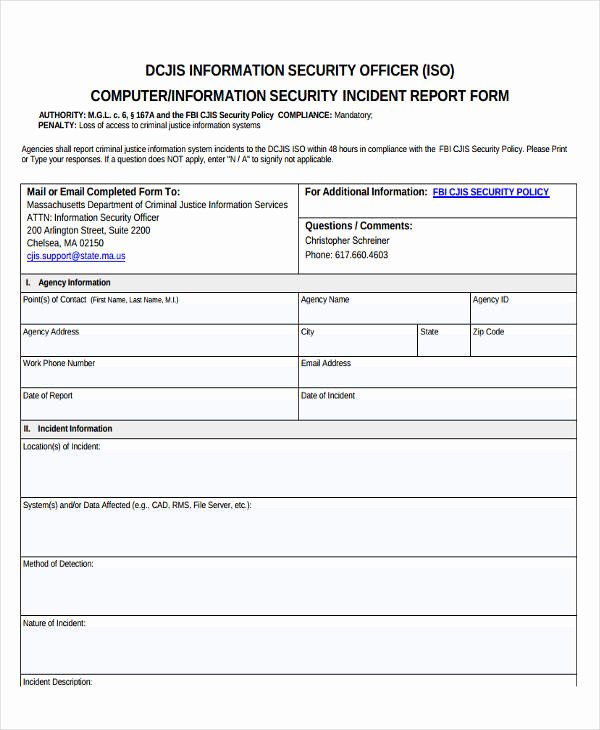 Security Report Example Luxury 39 Free Incident Report Templates Pdf Word