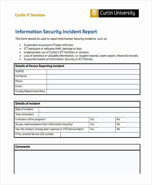 Security Report Example New 39 Free Incident Report Templates Pdf Word
