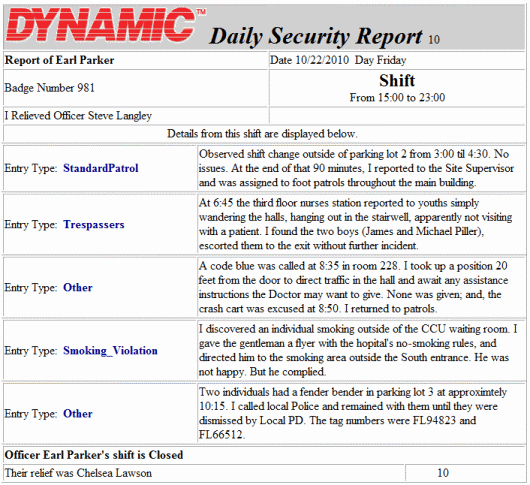 Security Report Example New Security Guard Reporting solutions