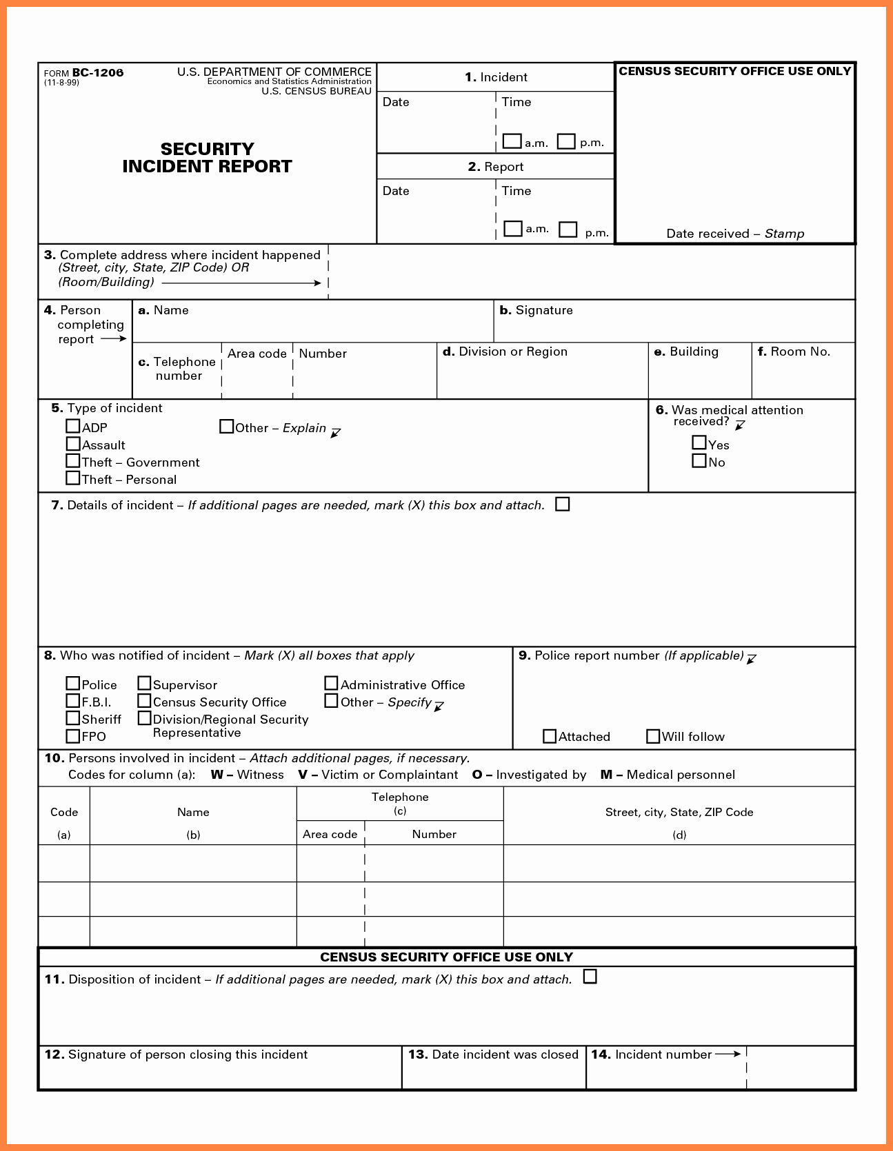 Security Report Sample Awesome 11 Security Incident Report form Template