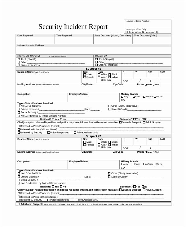 Security Report Sample Fresh 31 Sample Incident Report Templates Pdf Docs Word