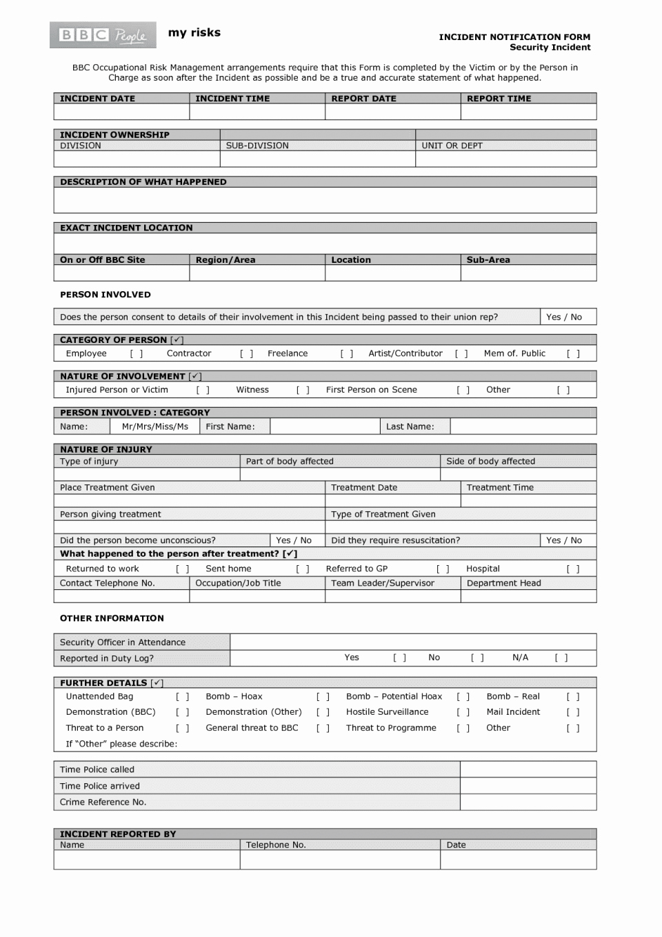 Security Report Sample Inspirational Example Security Incidentort Injury form Template