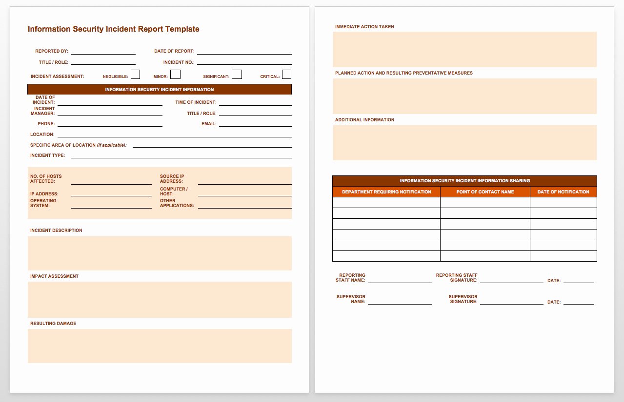 Security Report Sample Inspirational Free Incident Report Templates Smartsheet