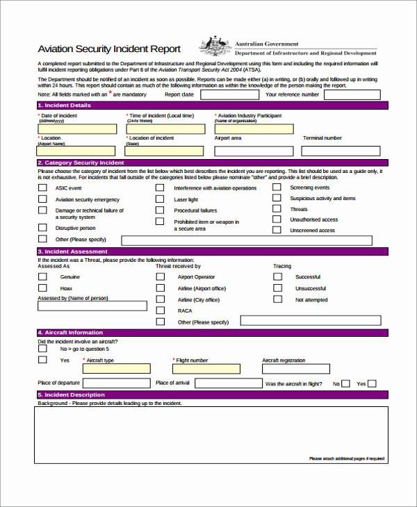 Security Report Sample Lovely Sample Incident Report form