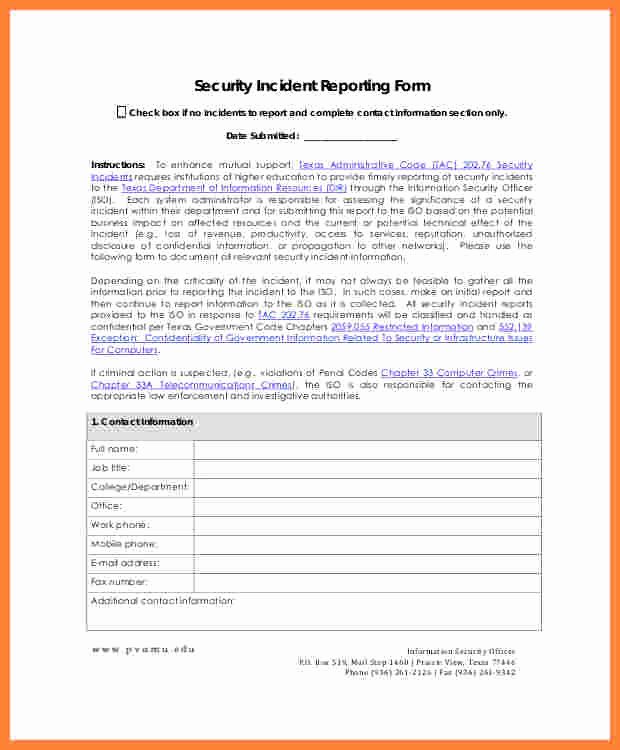 Security Report Sample Luxury 11 Information Security Incident Report Template