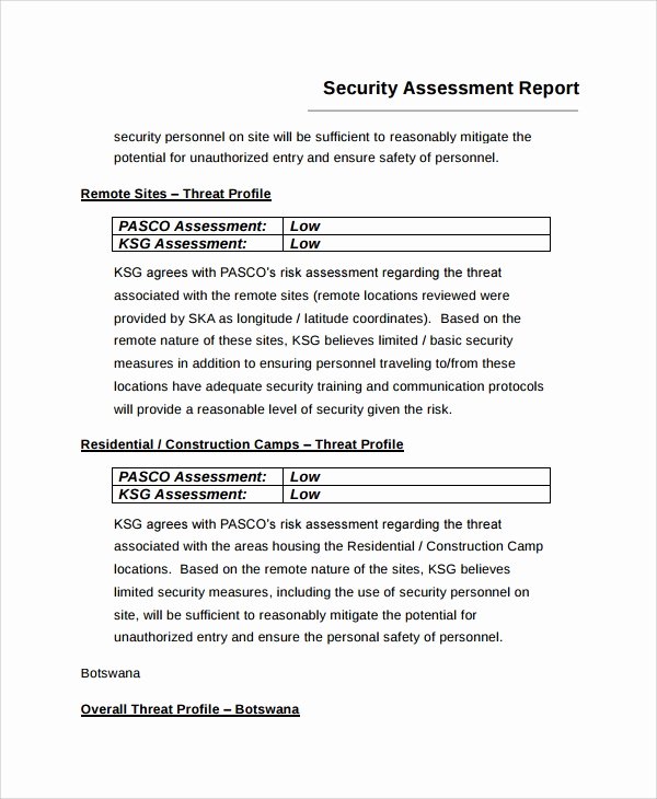 Security Report Sample Unique 9 Sample Risk assessment Report Templates Google Docs