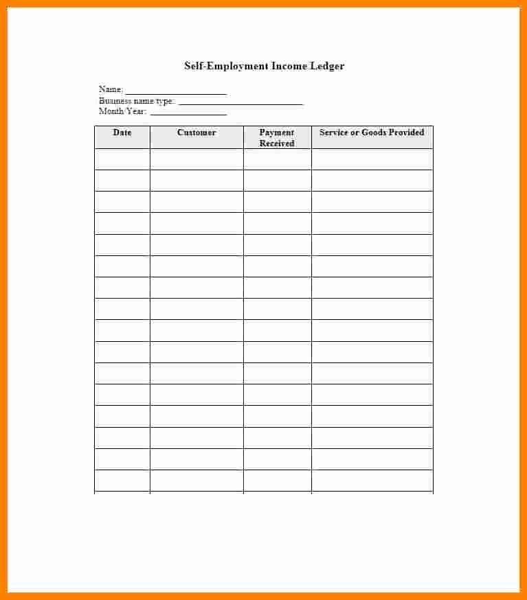 Self Employment Ledger forms Unique 9 Self Employed Ledger Template