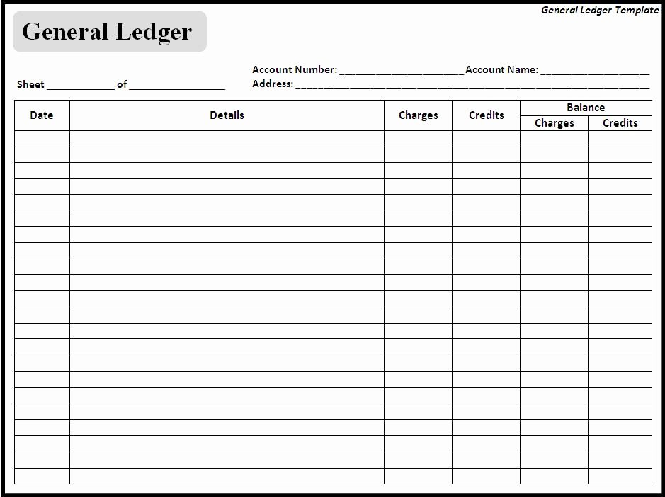 Self Employment Ledger Template Excel Beautiful Blank General Ledger