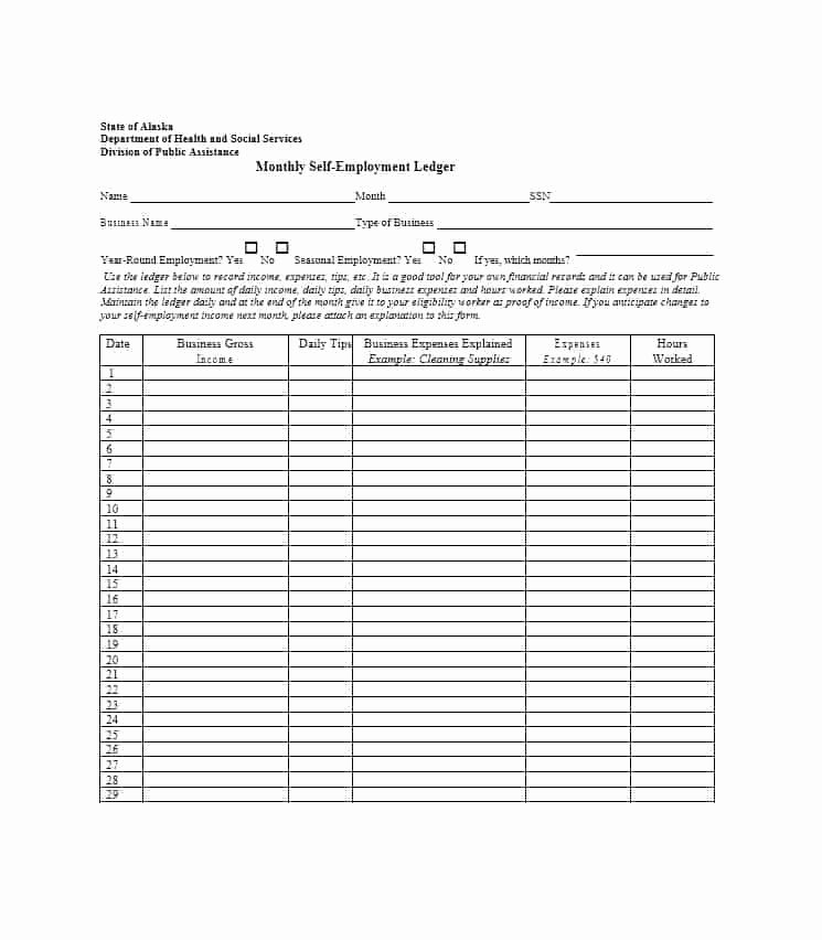 Self Employment Ledger Template Excel Inspirational Self Employment Ledger 40 Free Templates &amp; Examples