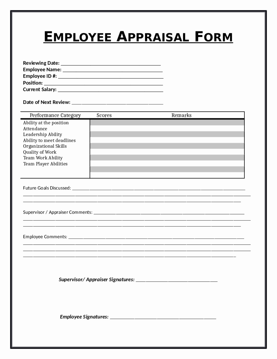 Self Performance Review Template Beautiful 2019 Employee Evaluation form Fillable Printable Pdf