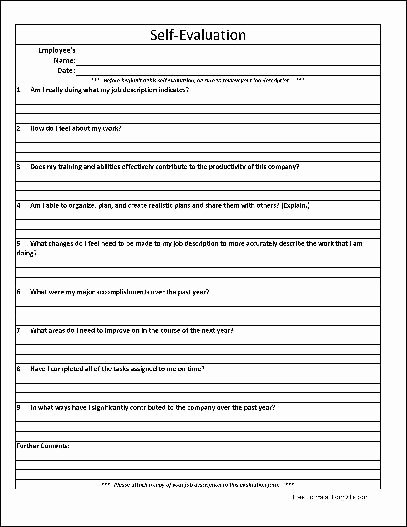 Self Performance Review Template Fresh Free Basic Detailed Employee Self Evaluation form From