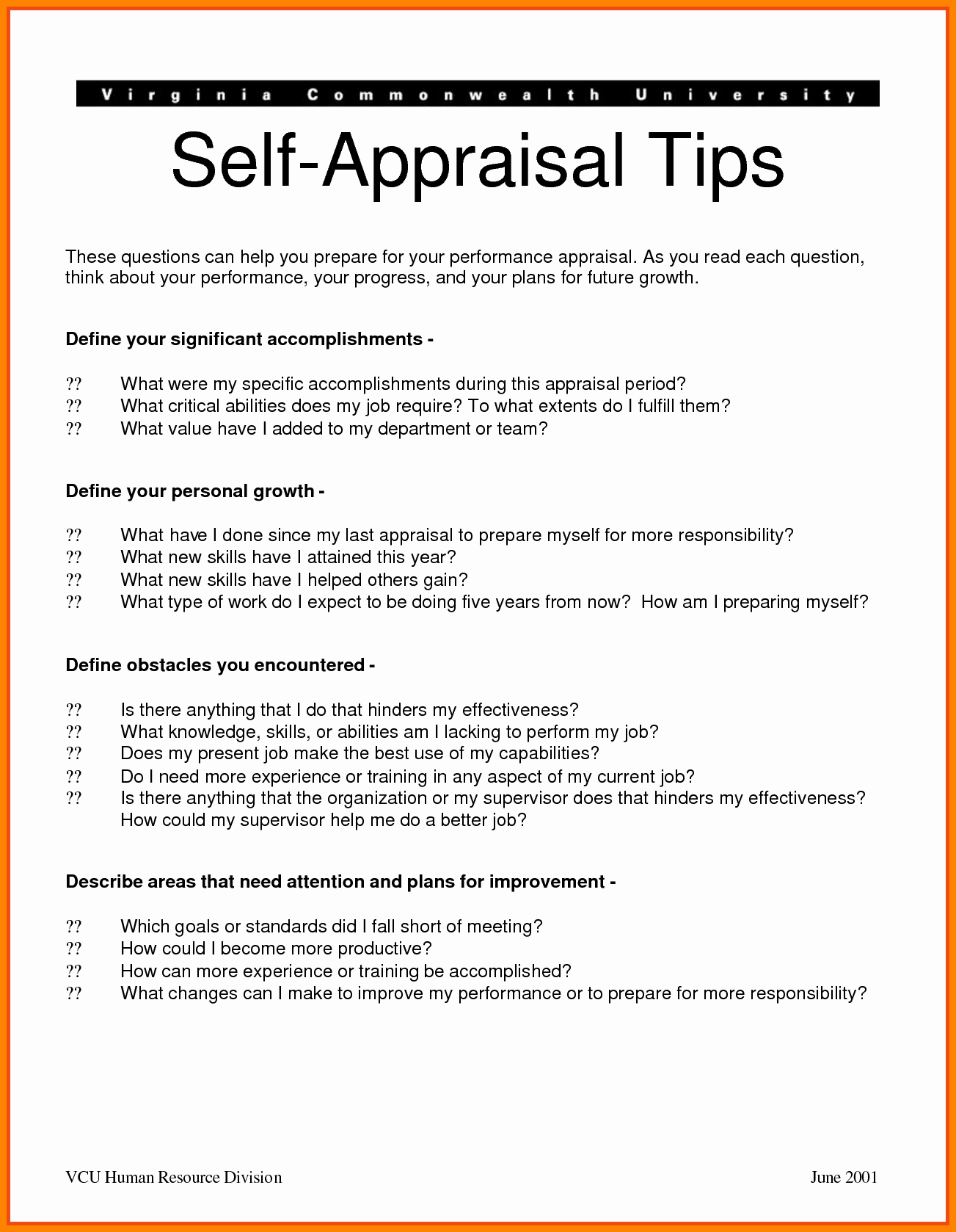 Self Performance Review Template Inspirational Self Performance Appraisal Examples