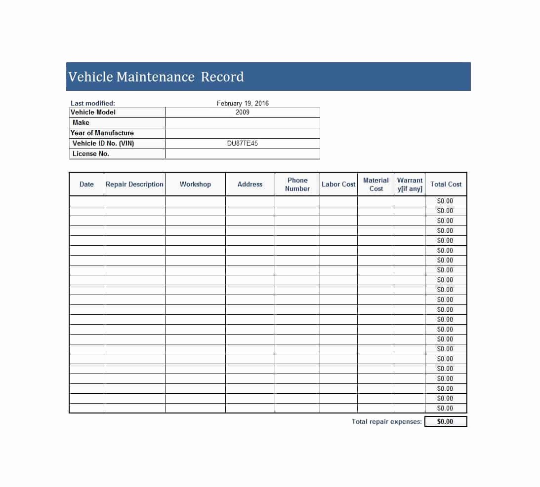 Semi Truck Maintenance Schedule Awesome 40 Printable Vehicle Maintenance Log Templates Template Lab