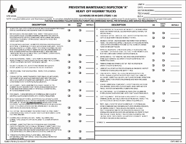 Semi Truck Maintenance Schedule Lovely Preventive Maintenance Checklist for Semi Trucks Best